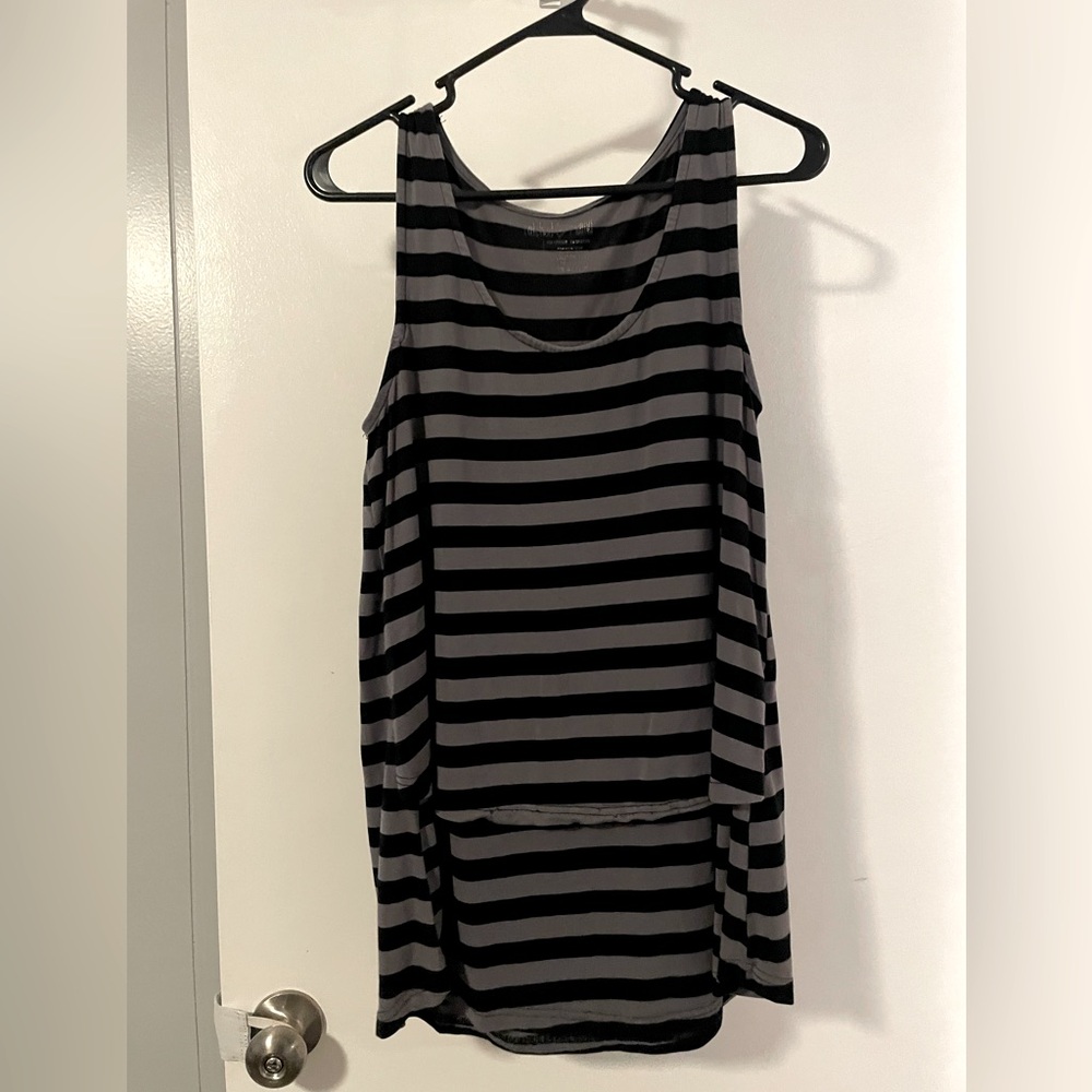 LM Boyfriend Nursing Swing Tank - Large / Grey Stripe